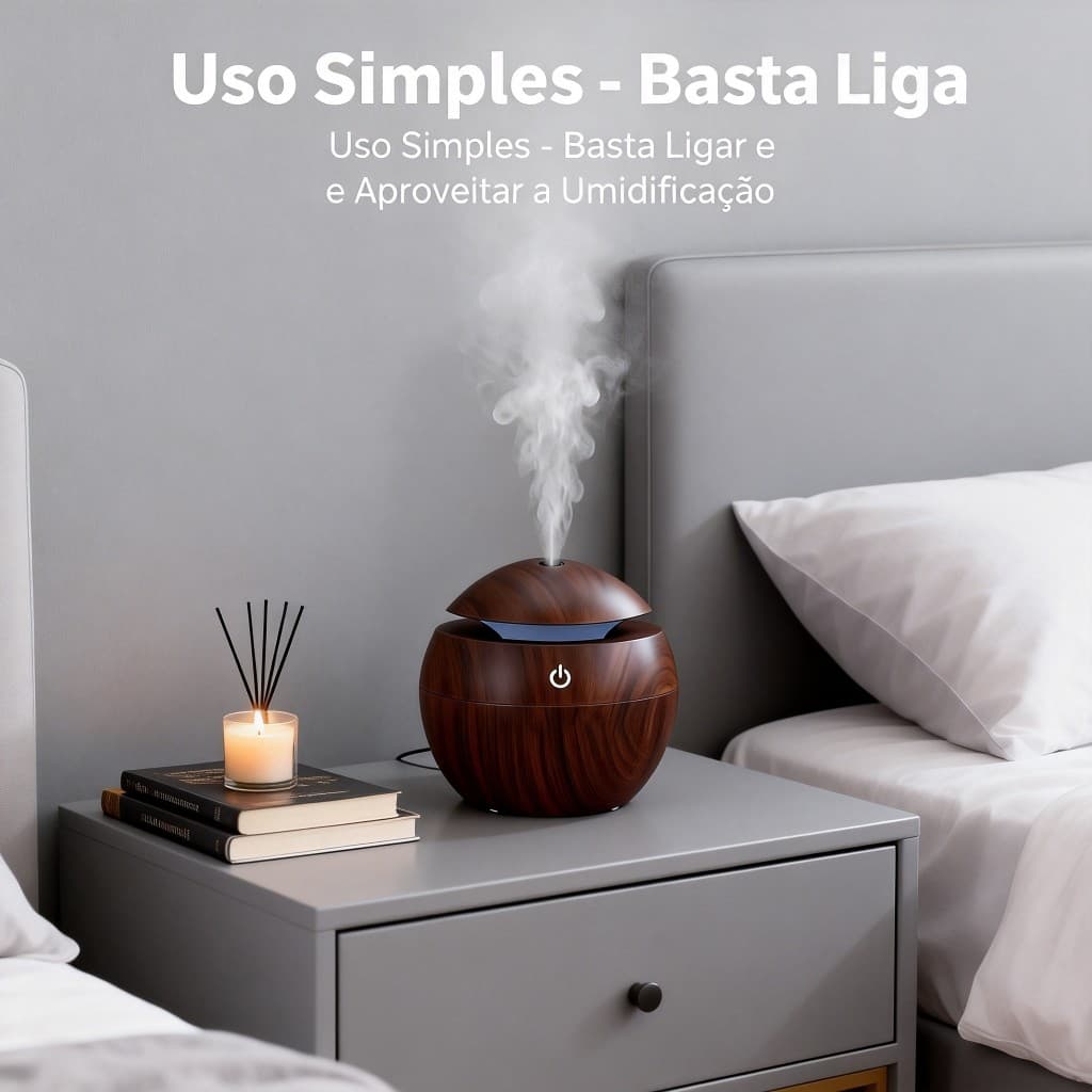 Umidificador Aromatizador Difusor Ultrassônico Luzes Ar 200ml Luatek