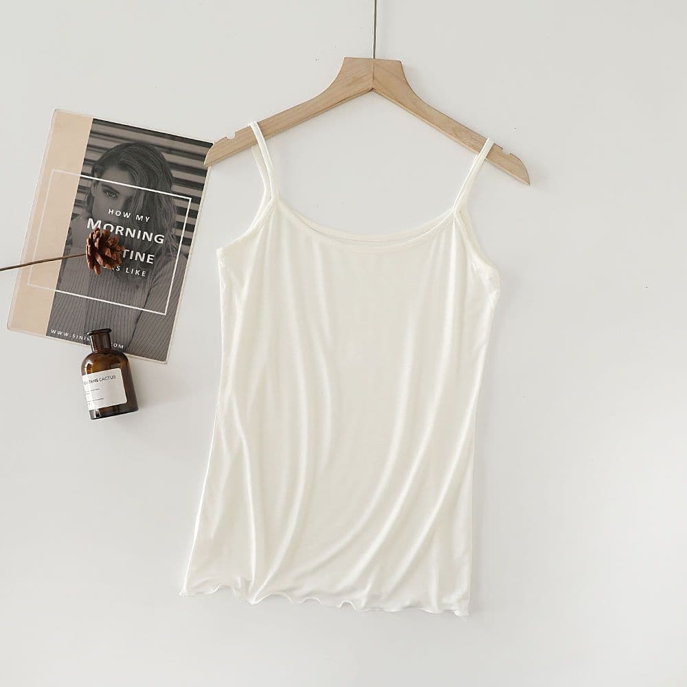 Modal estilo minimalista camisola branca magro-ajuste mais magro olhar camisa de fundo interno topo sem mangas camisa de