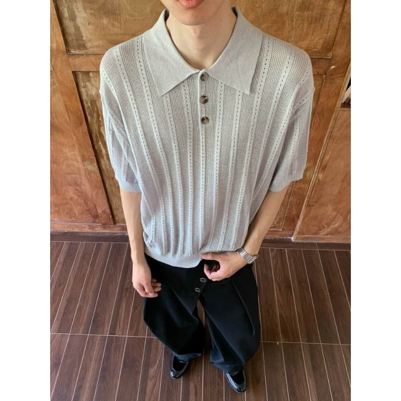 Verão americano Retro velho dinheiro estilo malha de manga curta camiseta masculina de alta inteligência cleanfit Jacqua