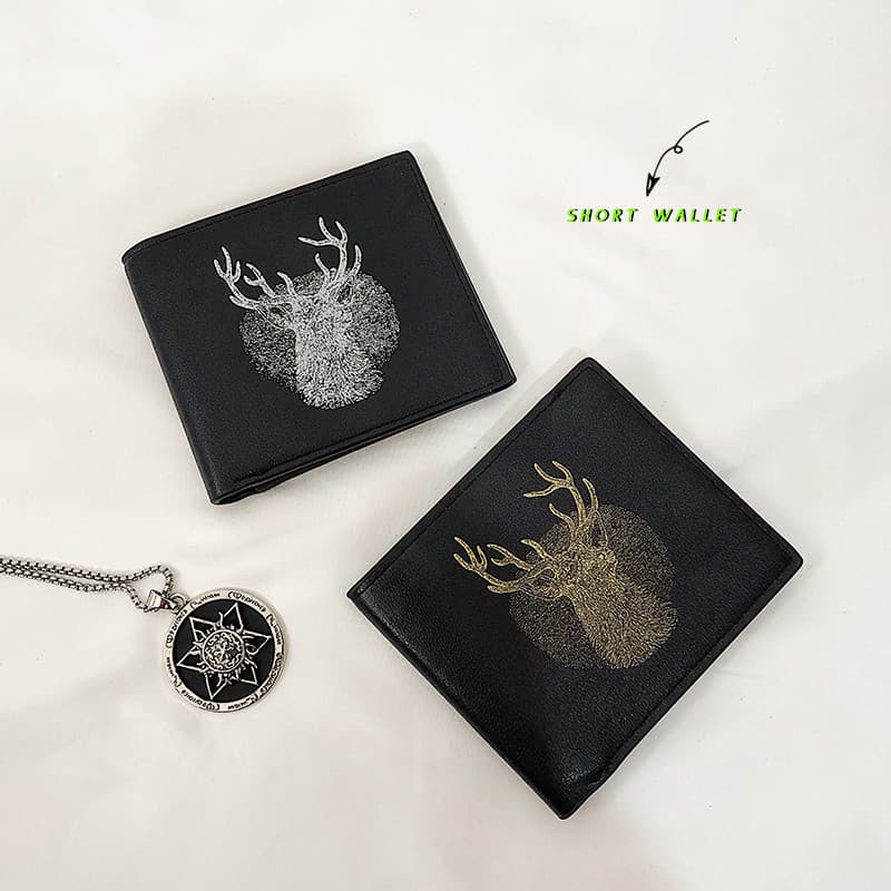 Carteira masculina estilo nórdico com cabeça de veado, carteira Casual com vários cartões, carteira curta de couro para
