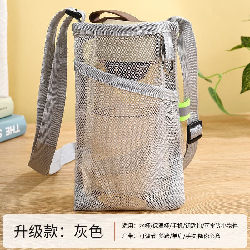 Bolsa de malha para garrafa de água esportiva com alça, capa protetora para garrafa de água, bolsa portátil para garrafa