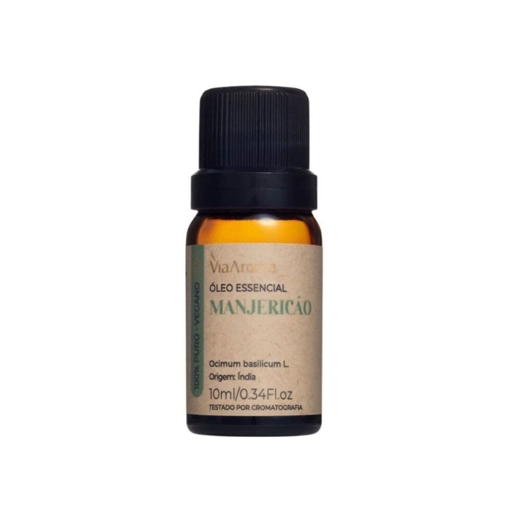 ÓLEO ESSENCIAL MANJERICÃO VIA AROMA 10ML PURO E NATURAL
