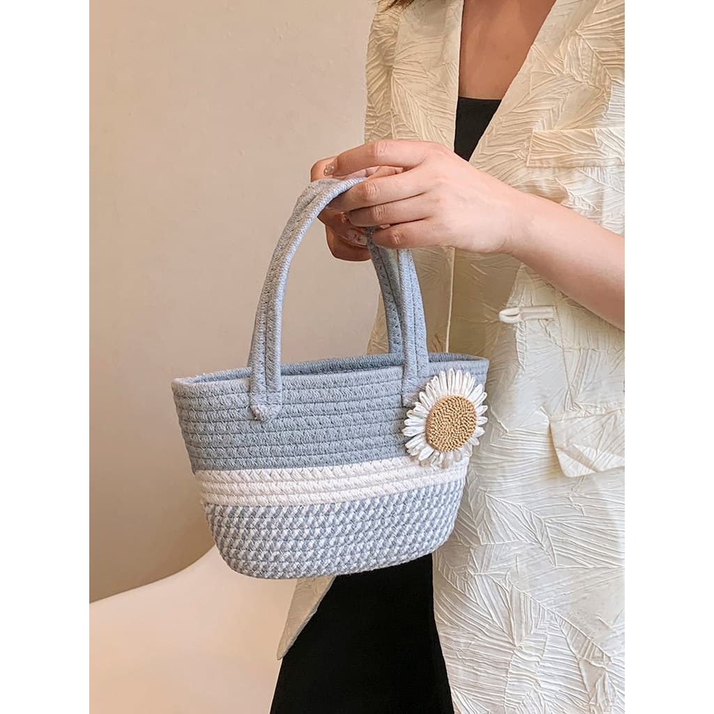 Bolsa bolsa femenina Bolsa feminina palha cesta de vegetais artesanal saco férias piquenique primavera Outing foto praia