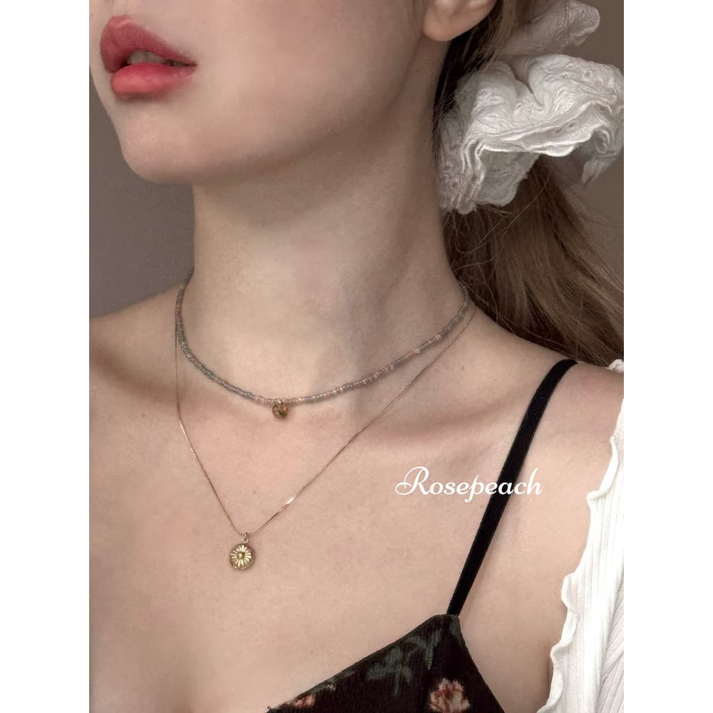 Rosepeach {Windsor Manor} Nicho Original francês retrô menina empilhado colar de corrente de clavícula com contas