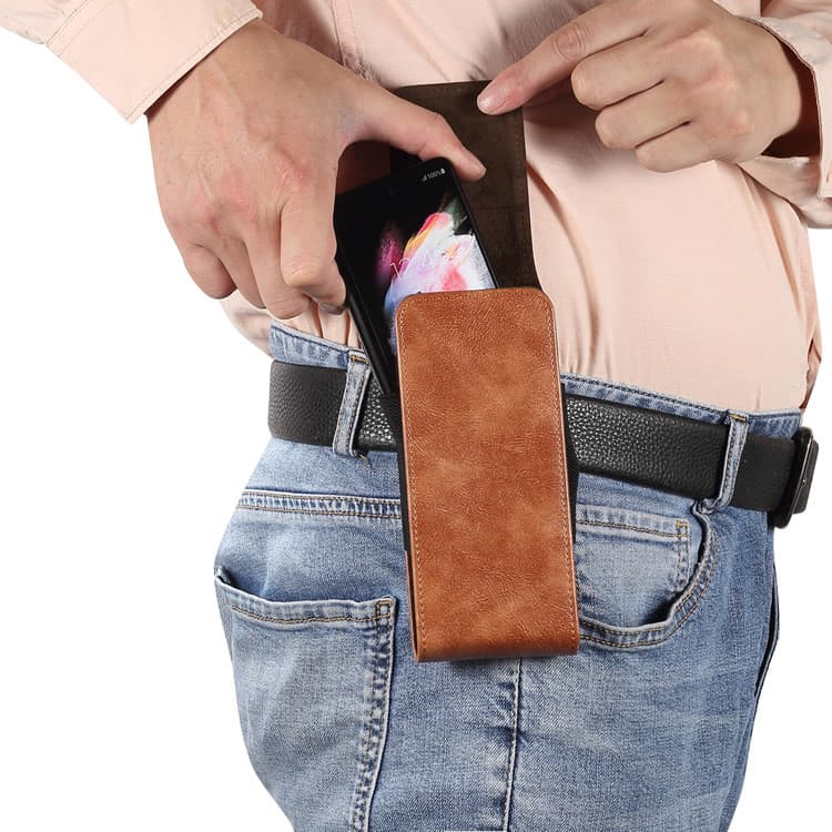 Nova Flip tela dobrável pendurado saco de cintura adequado para Samsung Fold4 Vertical W22 usando cinto XS2 caso couro m