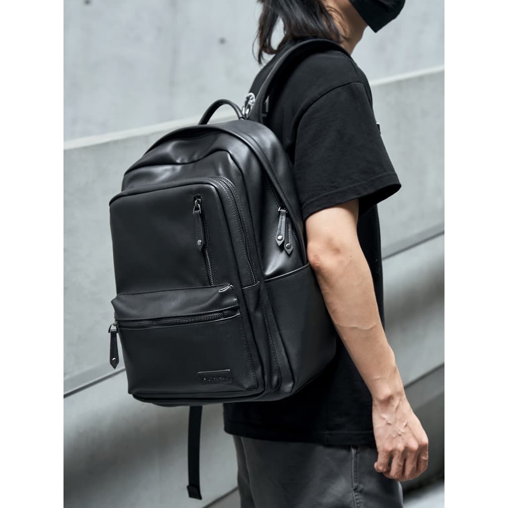 2025 novo estilo de couro mochila masculina simples computador mochila grande capacidade Casual All-Match saco de viagem