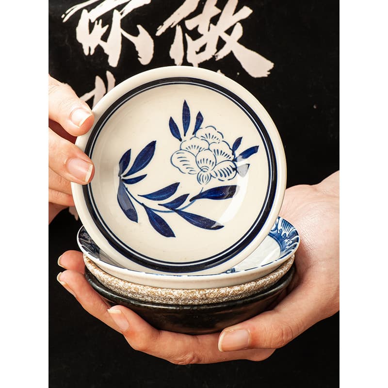 Prato estilo japonês doméstico pequena borboleta porcelana borboleta pequena borboleta prato de molho prato de molho de