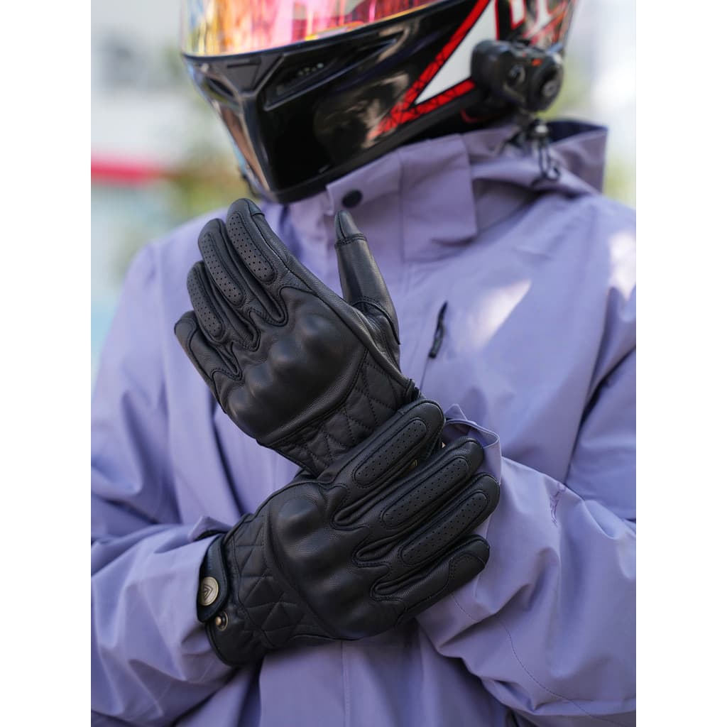 Roda sem fim Retro motocicleta luvas de couro genuíno verão respirável tela toque luvas da motocicleta Unisex equipament