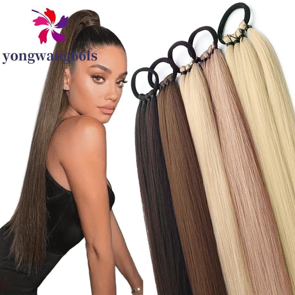 YONGWANG Rabo De Cavalo Longo E Reto , Elástico Sintético , Anel De Cabelo ,