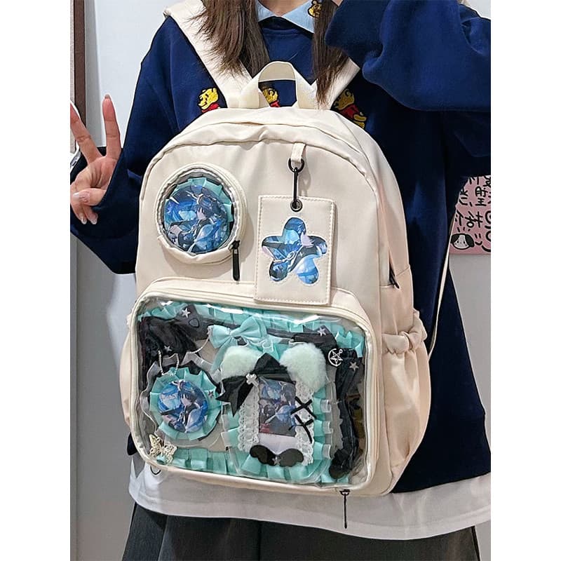 Bolsa de dor feminina bolsa escolar estilo japonês 2026 novo estilo mochila de grande capacidade transparente grande qua