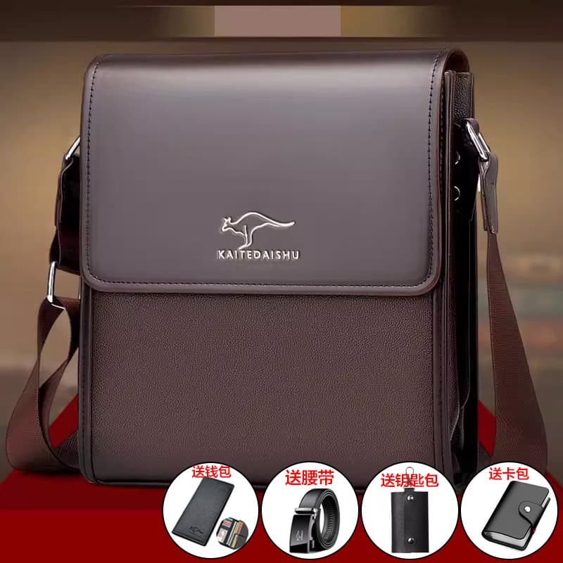 Flip couro genuíno textura bolsa masculina venda direta da fábrica de um ombro Diagonal saco de negócios Casual moda res