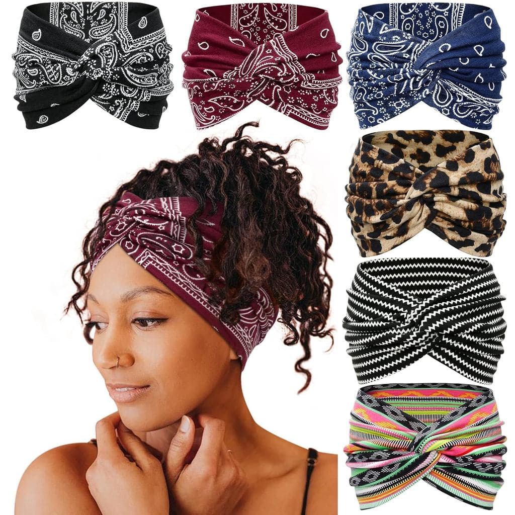 Tobeffect Faixas de Cabelo Largas para Mulheres, Turbante Boho de 7'' Faixa de Cabelo Grande Acessórios de Cabelo Torcid