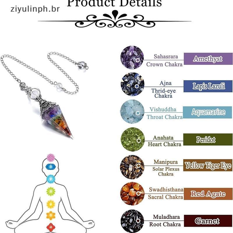 ziyulinph Natural 7 Chakra Cura Cristais Pêndulo Para Radiestesia Adivinhação Quartzo Pedra Pêndulos Antigo Reiki Pingen