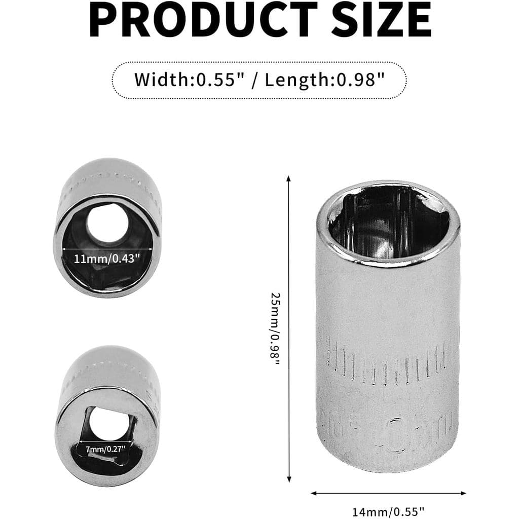 YXQ 10mm Sockets, 6 Point 1/4 Inch Drive Shallow Socket Set, 12Pcs