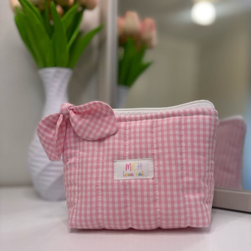 Mini bolsa de higiene trapezoidal rosa bebê 13x10x06 9UUT