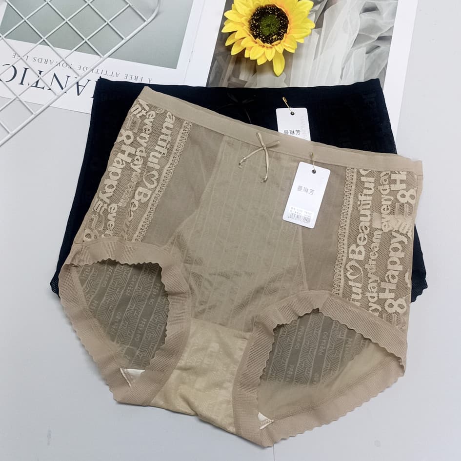 Homem Linfang 1200 renda francesa gaze amoreira seda inferior virilha calcinha sem costura senhoras Jacquard cintura alt