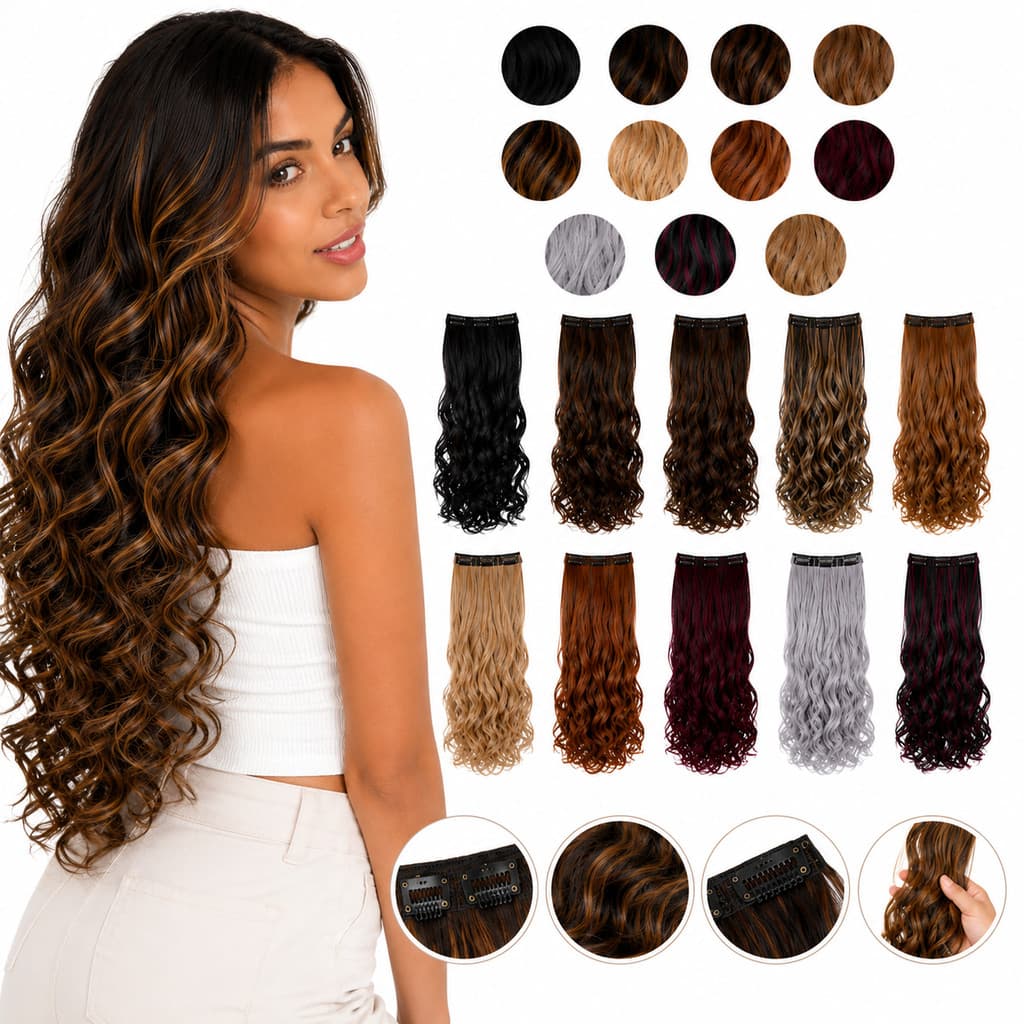 Aplique de Cabelo Tic Tac Ondulado Longo Volume Natural Feminino