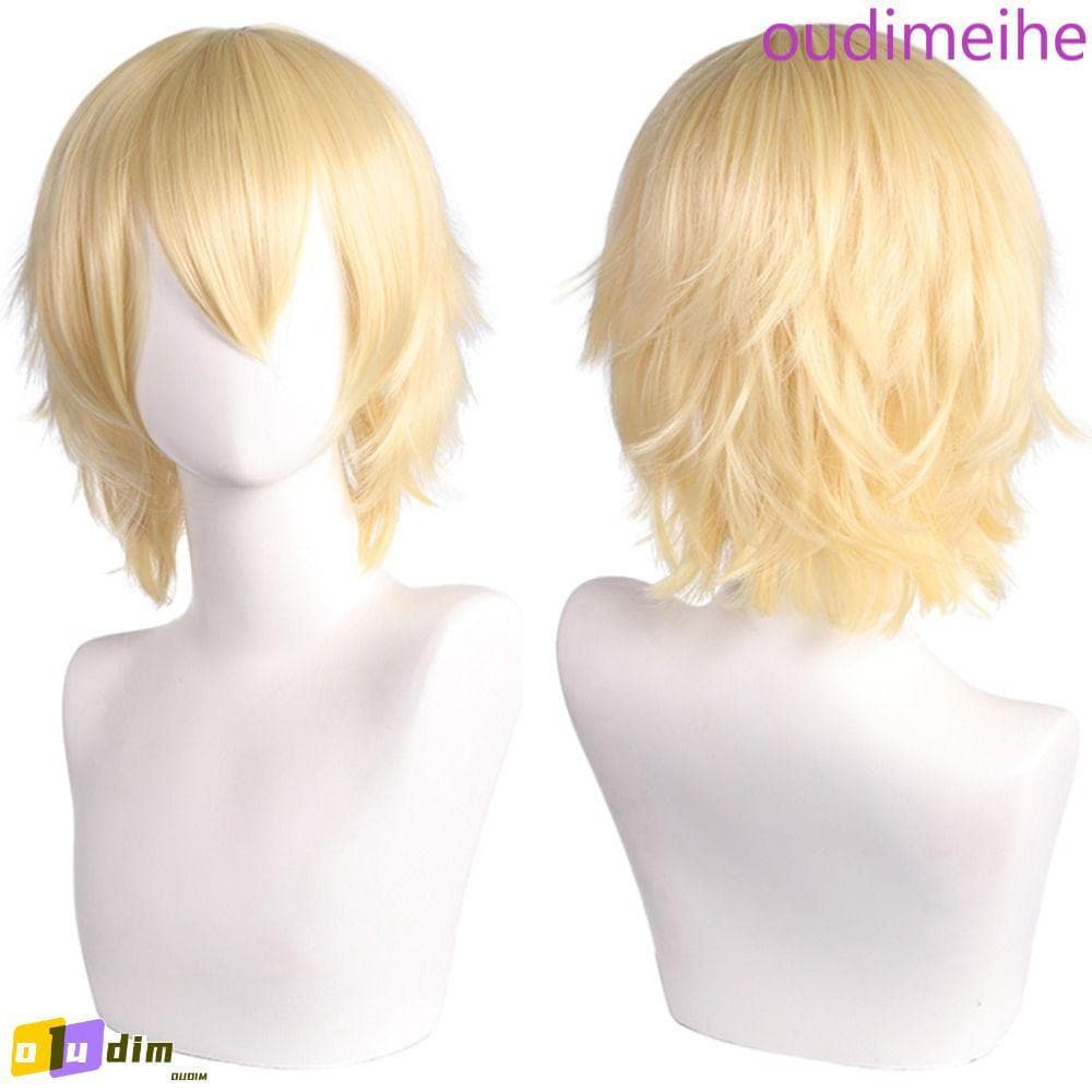 OUDIMEIHE Perucas Sintéticas Curtas E Retas , Peruca Cosplay Colorida Universal Falsa , Loiras De Festa De Anime Natural