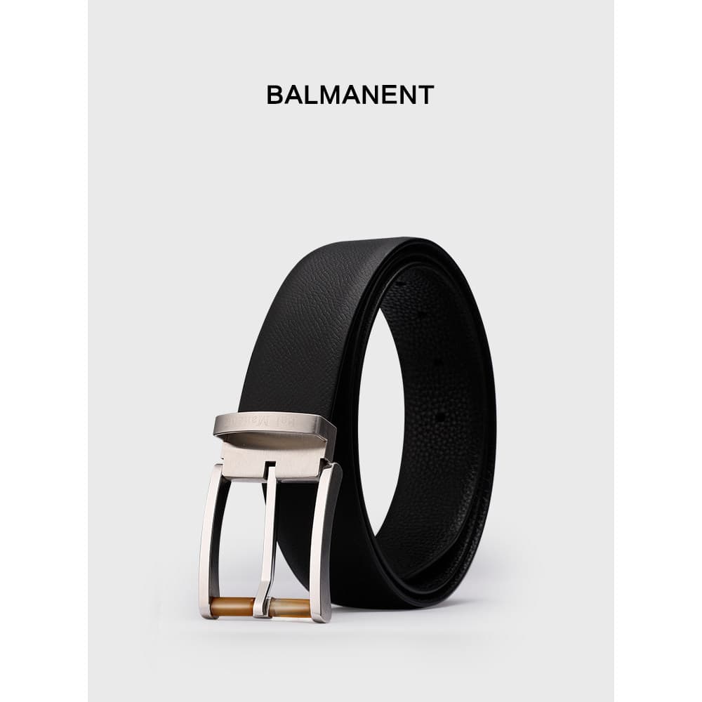 [Presentes do Festival do Meio Outono] Cinto masculino de couro genuíno com nome da marca Caixa de presente de alta qual