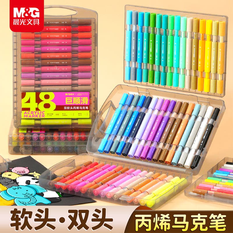 Caneta marcadora acrílica Chenguang Caneta aquarela infantil segura dupla ponta macia pincel estudante Graffiti arte ded