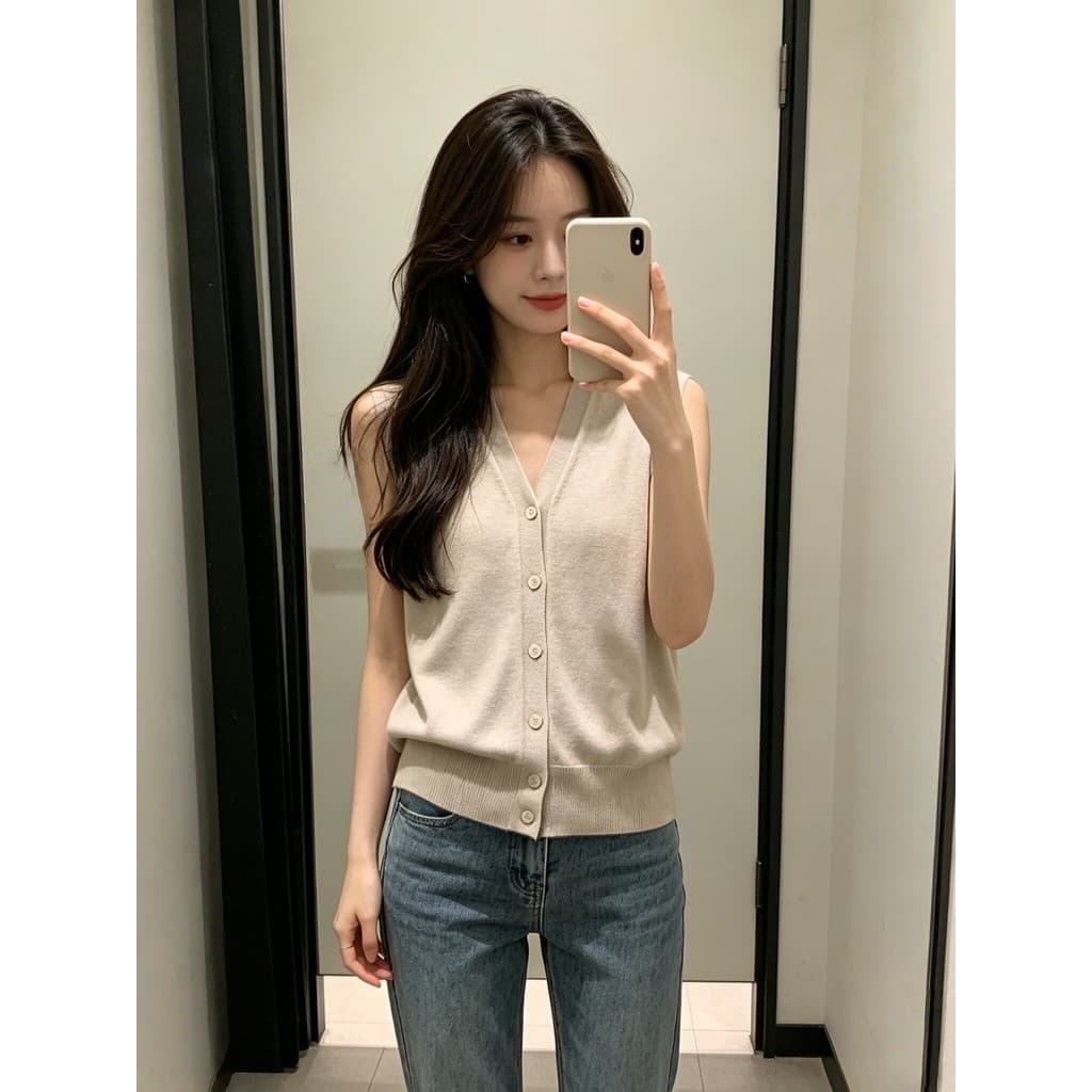 Francês suave com decote em V malha Cardigan colete feminino solto mais magro olhar único Breasted camisola colete para