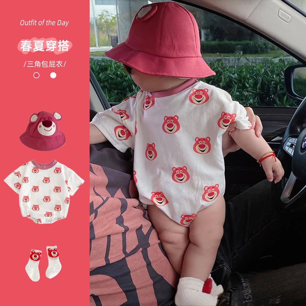 Macacão de bebê puro algodão respirável estilo fino macacão terno verão macacão de bebê Super bonito macacão de mês inte