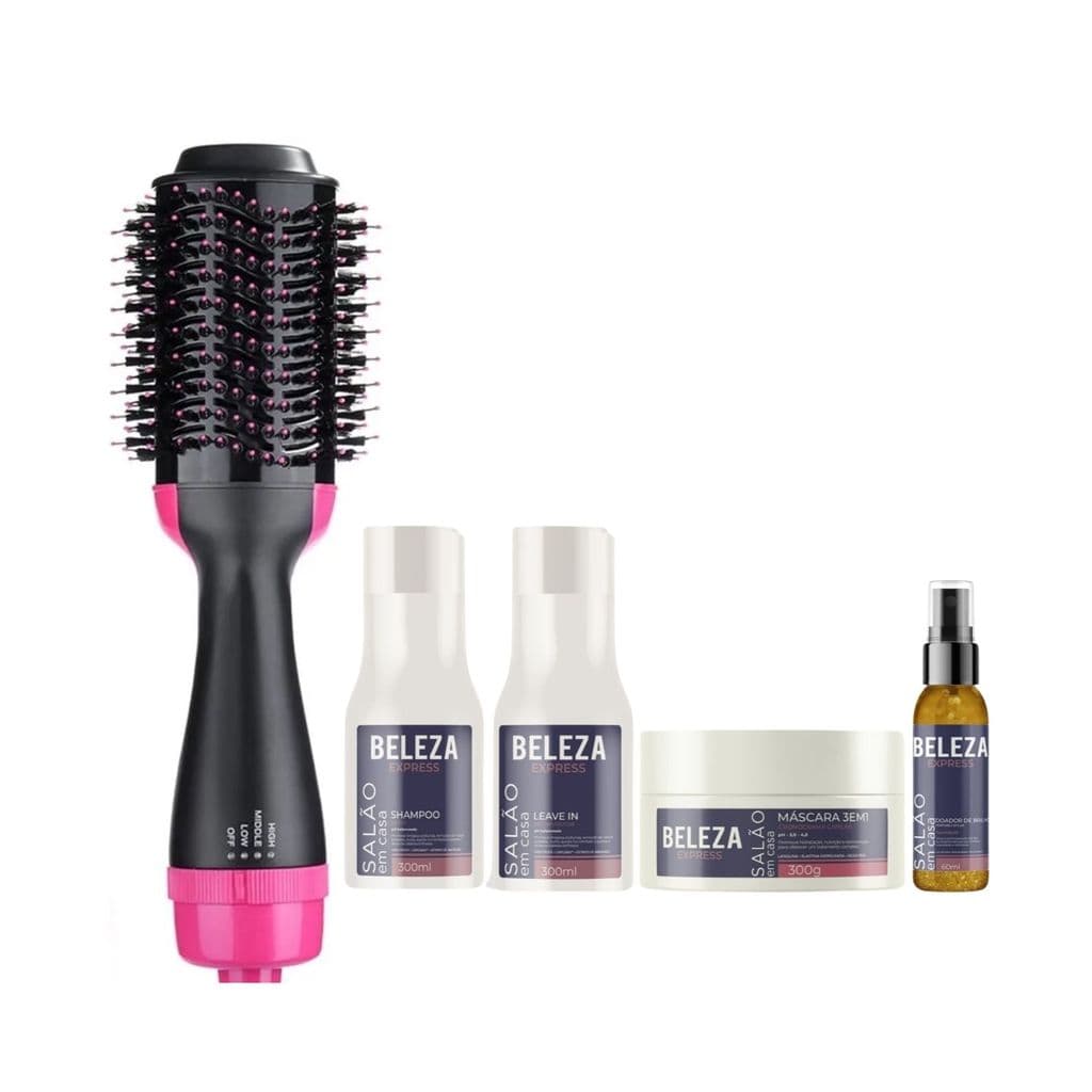 Kit escova secadora e cronograma capilar