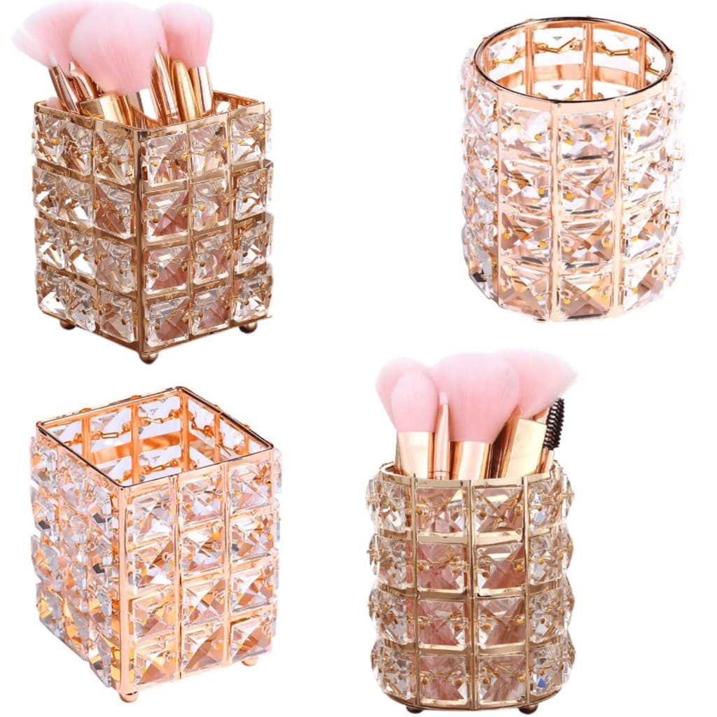 Porta Pincel de Cristal de Luxo p/ Maquiagem e Objetos