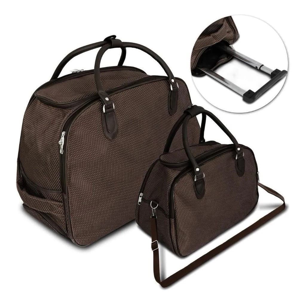 KIT JOGO Conjunto Bolsas Viagem Mala Com Rodinhas E Bolsa Mão Nylon Varias Cores