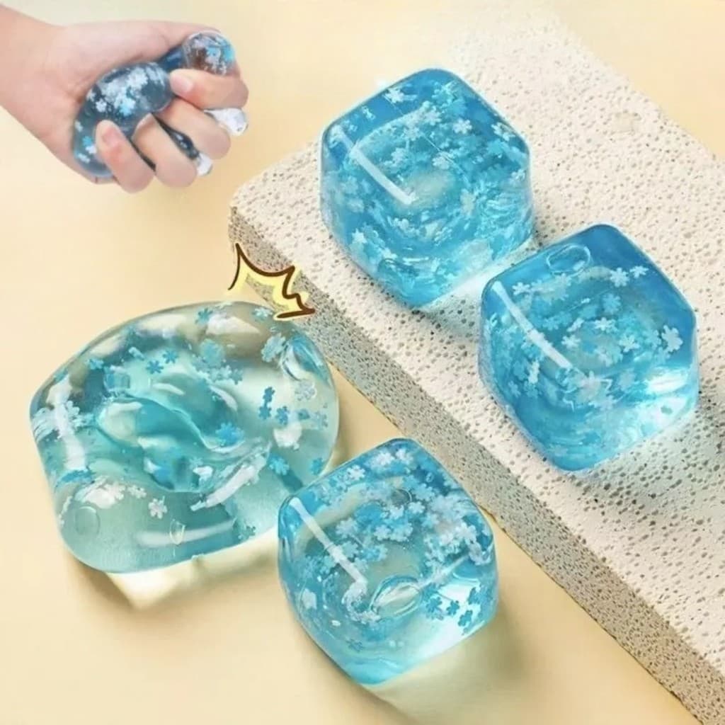 [Cubo De Gelo Mágico] De Floco De Neve Brinquedo Mole Para Alívio Do Estresse Squishy Fidget Recuperação Lenta Transpare