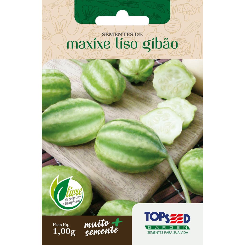 Sementes de Maxixe Liso Gibão Topseed Garden 1g Sem Espinhos para Horta Conservas e Saladas