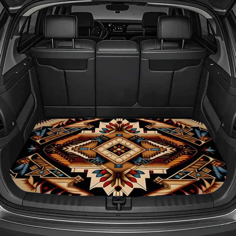 Pés de carro duráveis estilo boêmio tapete de porta-malas Interior do carro Universal tapete de porta-malas para todos o