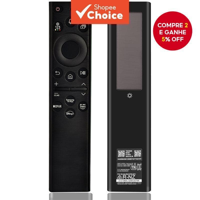 Controle Remoto Solar/USB-C com Microfone para TVs LED Inteligentes Samsung BN59-01385A