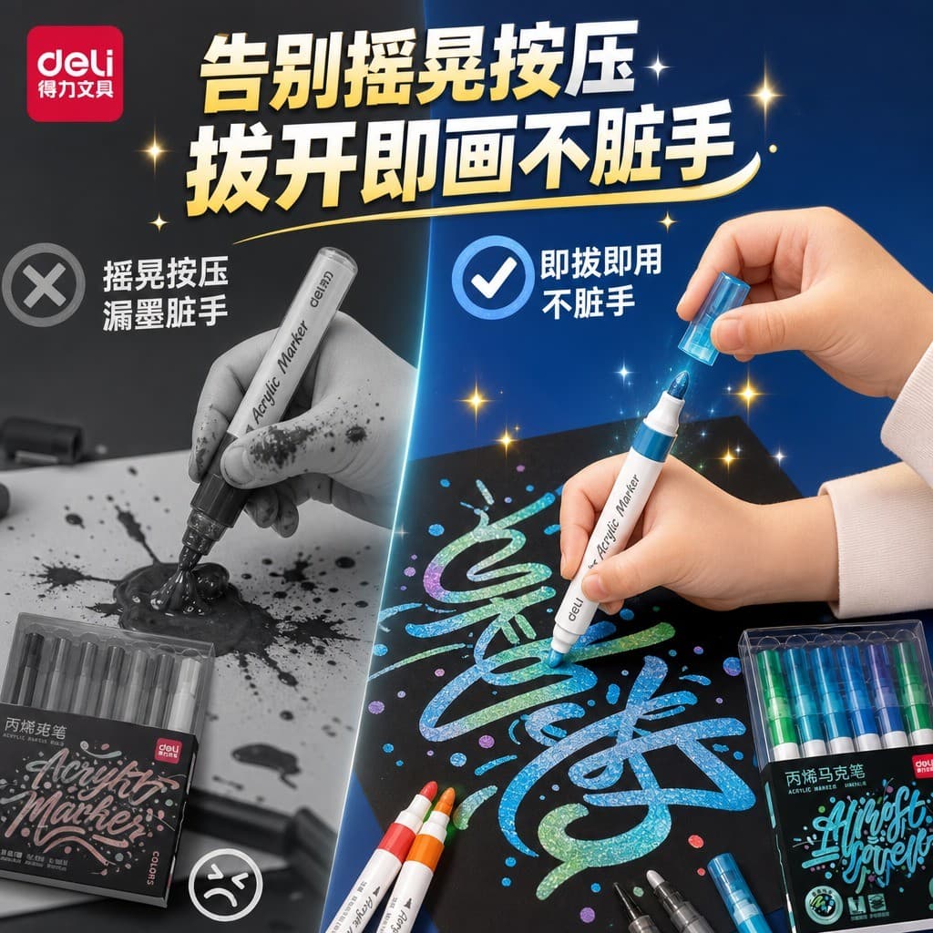 Deli Marcador Acrílico Cor de Metal Estudante Arte Estudante Dedicado Cor Opaca Caneta Marcadora de Tinta Cor Empilhável