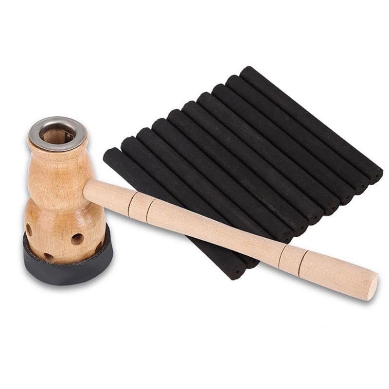 Ferramenta de massagem, cuidados de saúde e cabaça de madeira para moxabustão.