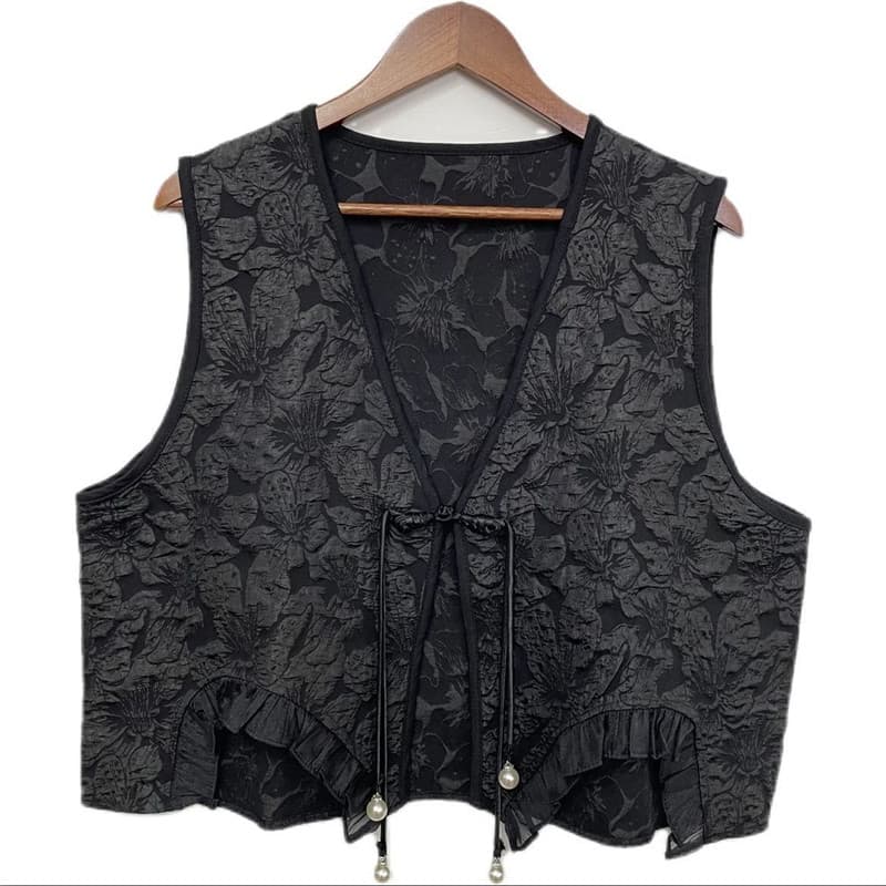 Estilo chinês disco fivela 2025 moda primavera verão novo estilo oco colete exterior bordado topo Retro