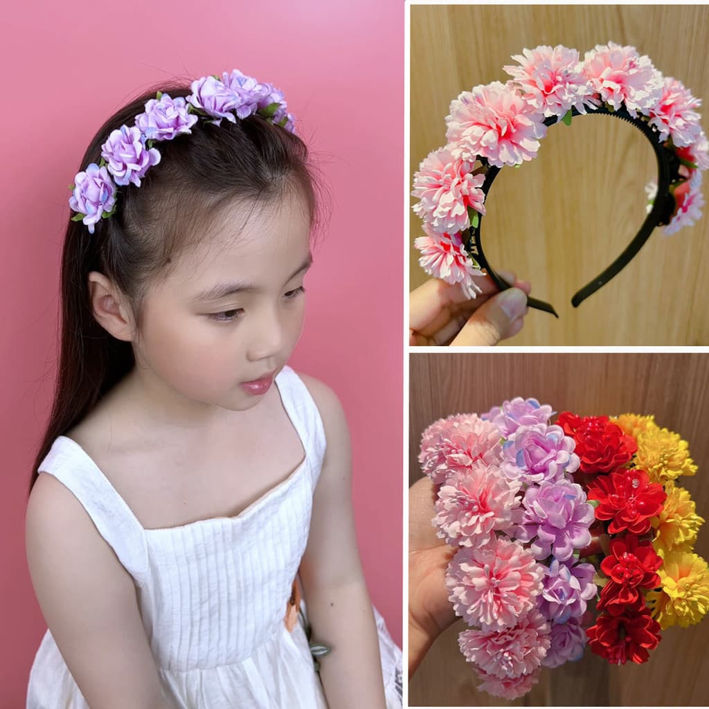 Crianças imitação Hairpin flor trançado Hairband flor Hanfu estilo chinês guirlanda acessórios de cabelo flor de seda ba