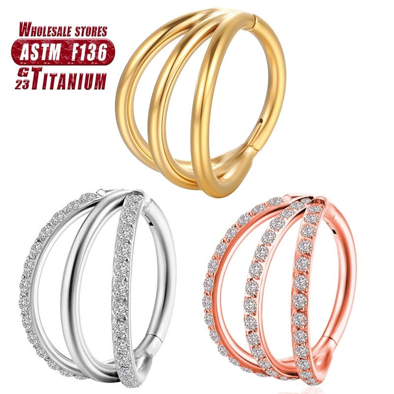 Argola nasal ajustável com design de perfuração de 3 lados, argola de septo em liga de titânio F136, argola de orelha co