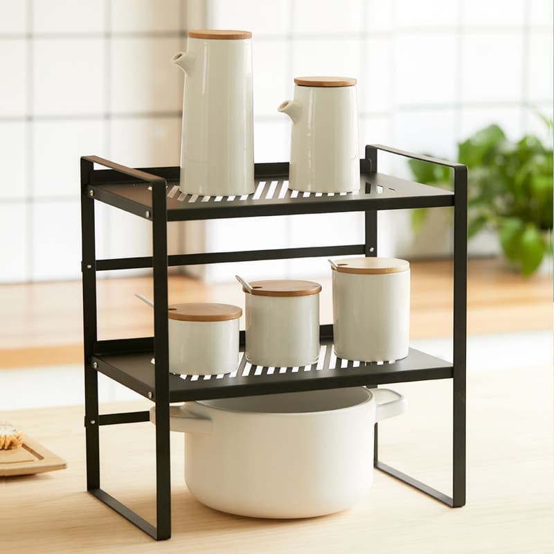 Rack de tempero de cozinha doméstico Multi-camada bancada rack de armazenamento armário dupla camada óleo sal molho vide