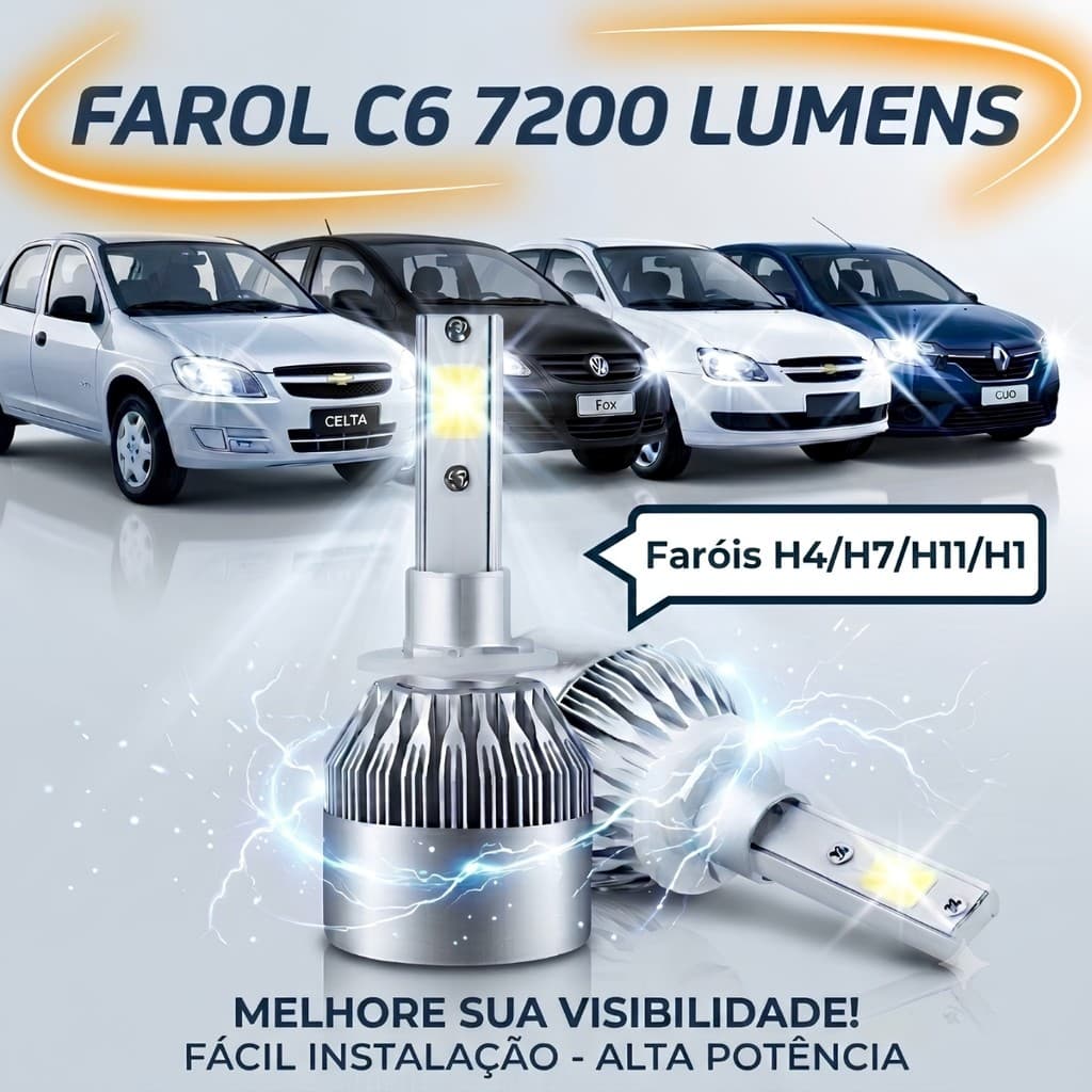 Lâmpadas C6 Farol de Carro LED 6000K H1 H3 H4 H7 H11 H13 HB3(9005) HB4(9006) H16 H27 12V a 24V