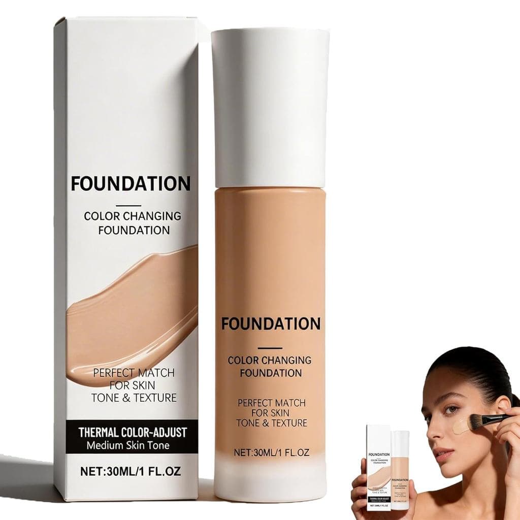 Base de maquiagem com ajuste inteligente de cor, 30ml, base facial, textura leve, alta cobertura, retenção de cor de lon