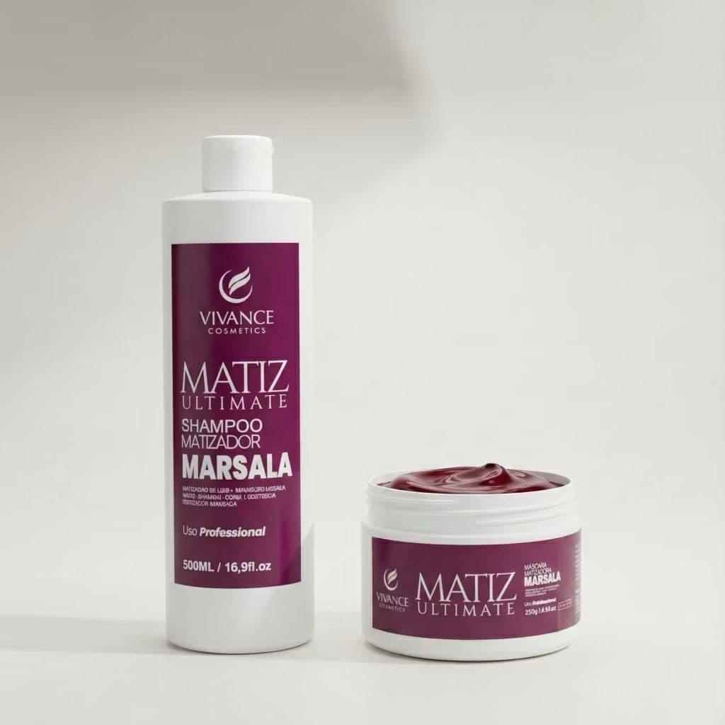 Kit Cabelos Marsala Shampoo Matizador Tonalizante 300ml + Máscara Matizadora Tonalizante 250g  - Vivance Cosmétics