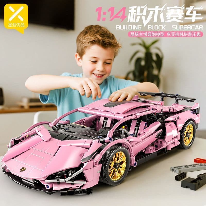Xingya Lanbo Fanniu blocos de construção de carro esportivo brinquedos infantis montagem modelo de carro masculino femin