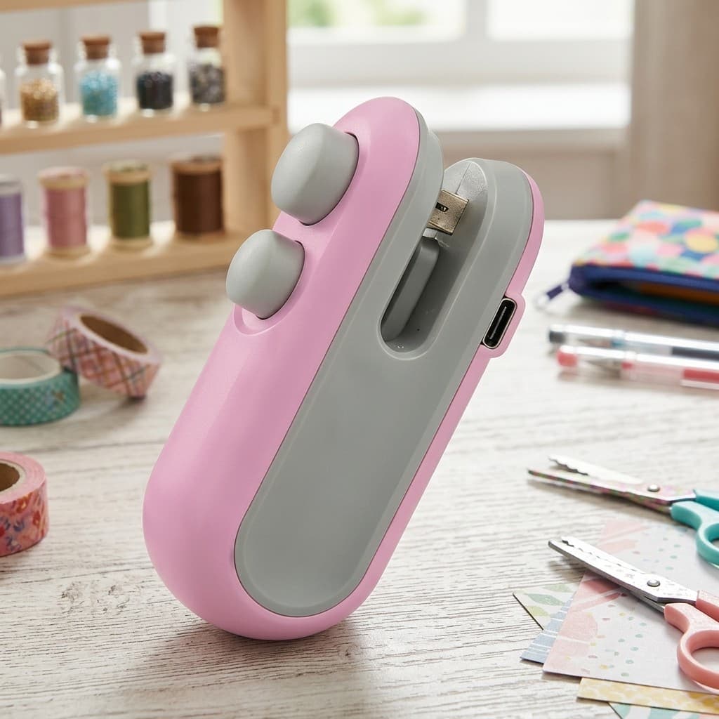 Mini Máquina Seladora De Calor Recarregável Usb Selador Portátil Magnético 2em1 Cortador Embalagem Plástica