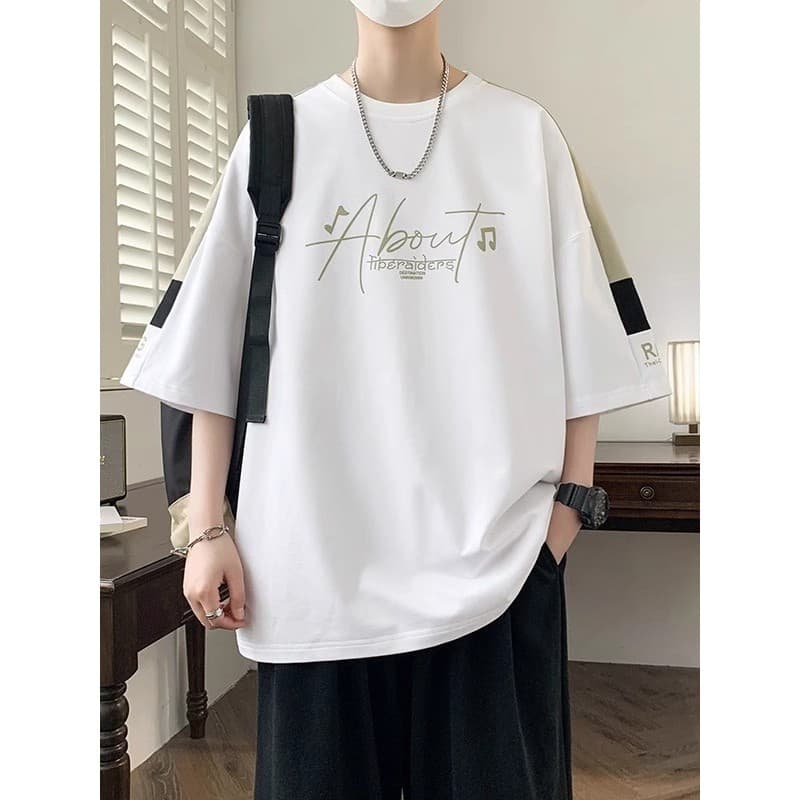 Camiseta de manga curta de seda gelo meninos estudantes do ensino médio na moda bonito meia manga adolescentes grande cr