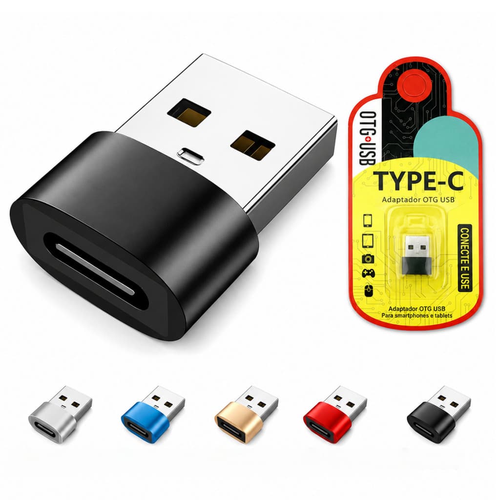 Adaptador USB para USB Tipo C Conversor OTG Carregamento Rápido Plug e Play