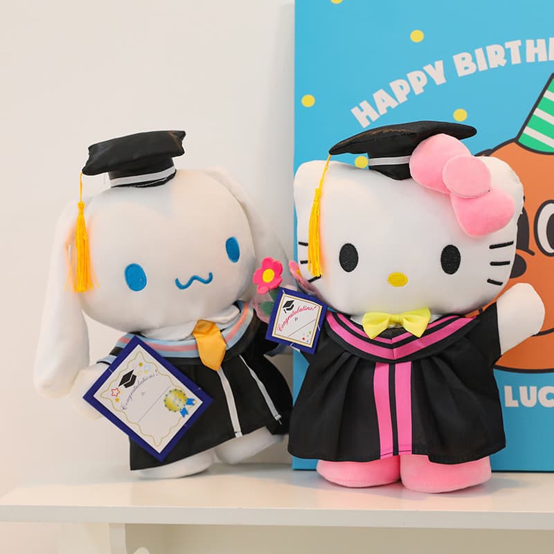 Brinquedos de 25cm da Sanrio Anime para a Temporada de Formatura: Hello Kitty, Kuromi, My Melody, Cinnamoroll