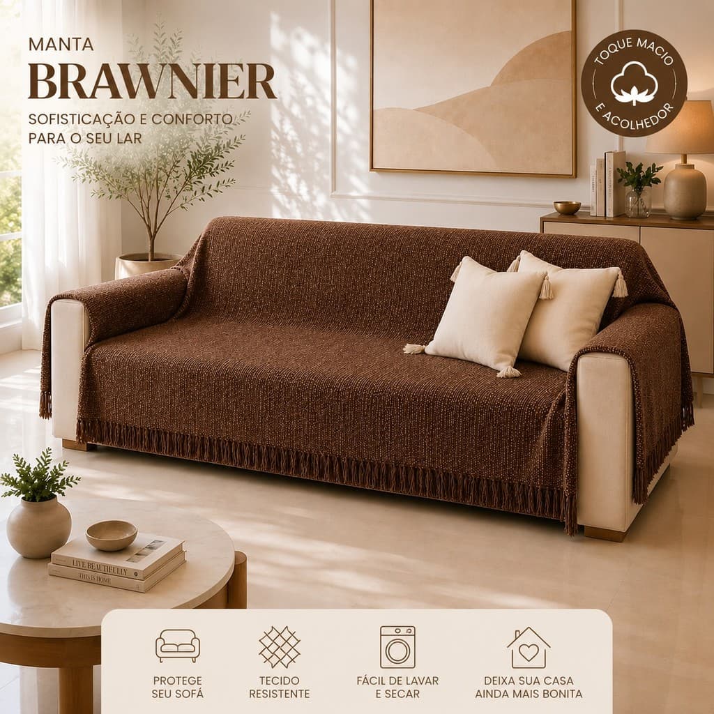 Manta Para Sofá de Algodão Luxo King Gigante Decorativa e Macia Para e Cama Premium direto da fabrica
