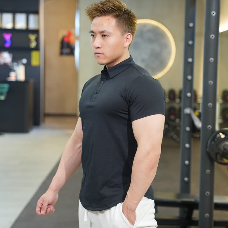 Camisa polo de Fitness masculina treinador privado Workwear de secagem rápida camiseta esportes de manga curta collants