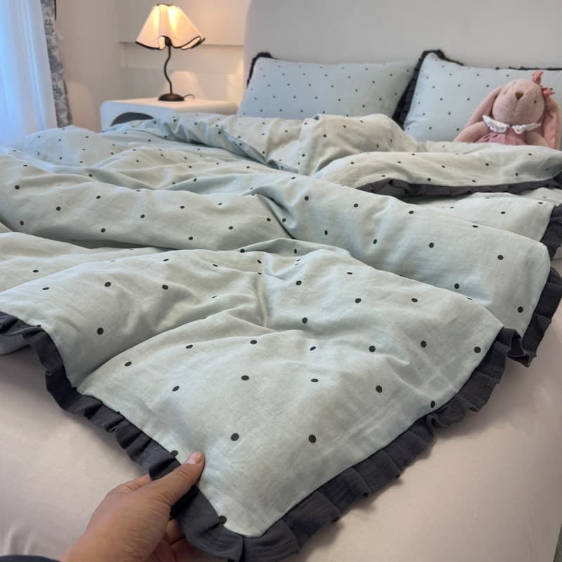 Classe A algodão puro algodão renda lavado algodão cama conjunto de quatro peças lençol colcha capa dormitório lençol co